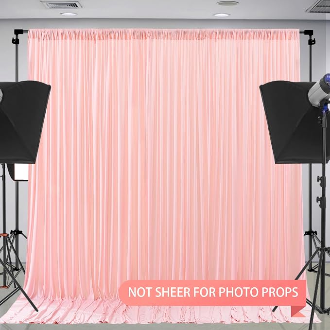Blush Pink Backdrop Curtains-Wrinkle-Free Polyester Photography Drapes Party Curtain Background for Baby Shower Wedding Decorations- 8 X10FT - Image 6