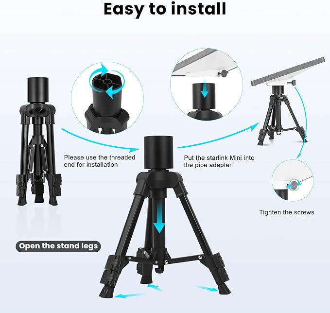 Starlink Mini Tripod Stand Mount with Aluminum Adapter Height Adjustable | for All Starlink Mini Models Portable Sturdy Starlink Mini Stand for Camping RV Travel Outdoor Setups - Image 6