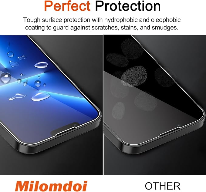 Milomdoi Screen Protector for iPhone 13 Pro,Tempered Glass | 3+3 Pack, 9H+ Hardness, Camera Lens Protector, Military Grade Shatterproof, Easy Installation, No Bubbles, Case Friendly - Image 4