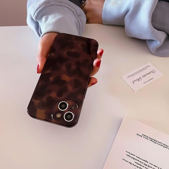 Aesthetic Tortoise Shell Phone Case for iPhone 12 Pro Brown | Retro Cool Girl Leopard Print, Brown Amber Cheetah Cute Chic Trendy Full Camera Protective Cover for Women - Image 6