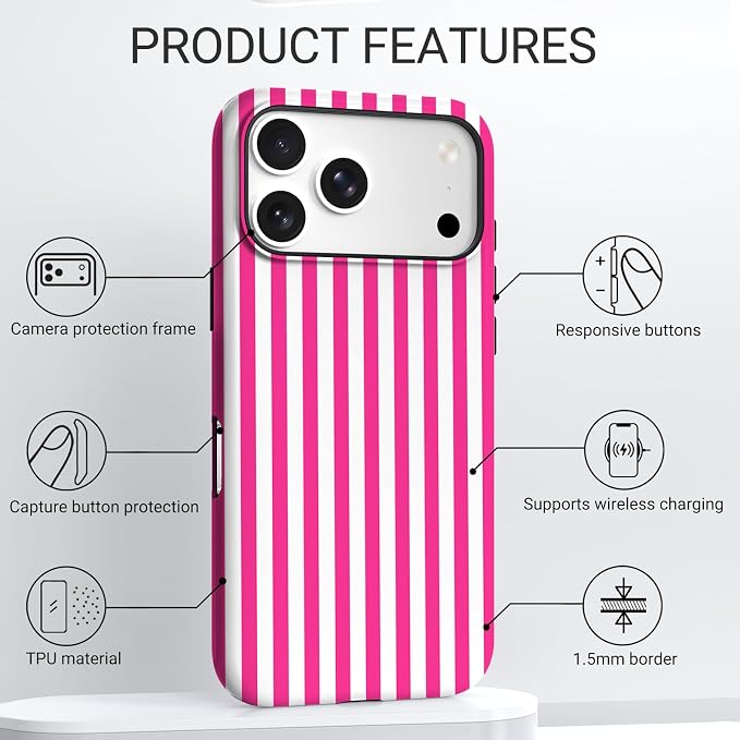 TPU Phone Case for iPhone 17 Pro Max, MagSafe Wireless Charging Compatible, Shockproof Slim Fit Protective Cover with Anti-Yellowing & Raised Camera Protection (Stripe 1, iPhone 17 Pro Max(6.9")) - Image 4
