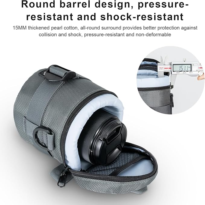 FOMITO Water-Resistant Camera Lens Pouch Bag - Shockproof Protective Case 3.94"x4.33" - Image 5