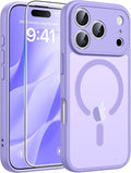 FNTCASE for iPhone 17 Pro Case, Fit for Magsafe, Screen Protector | Full Camera Protection, Translucent Matte, 14FT Military Grade Drop Proof, Shockproof Protective Phone Cover,Light Purple by FNTCASE