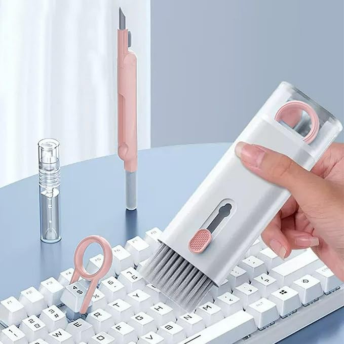 7 in 1 Laptop Cleaning Kit Keyboard Cleaner,Computer Screen Cleaning Brush Tool,Computer Tools Kit Corner Gap Duster Keycap Puller(Color:Pink) - Image 7