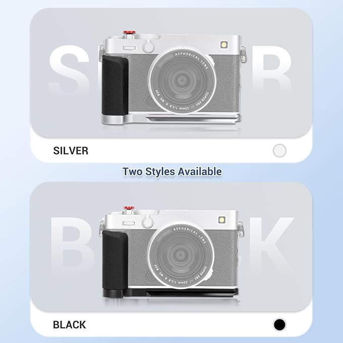 JJC Metal Hand Grip L-Bracket & Shutter Button for Fuji X-E5 Camera, Black | Silicone Handgrip Cover, Anti-Slip Pads with SD Card Holder, Arca Swiss Quick Release Plate & 1/4"-20 Tripod Hole - Image 7