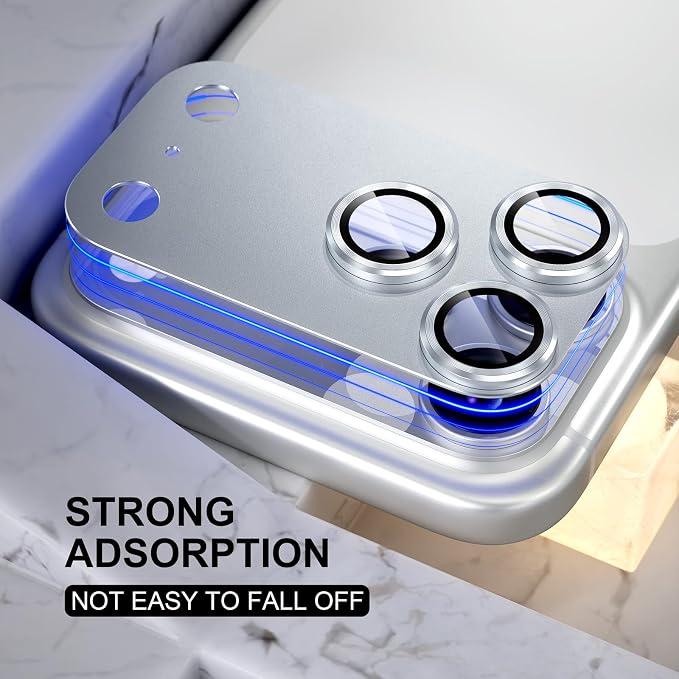 Choiche for iPhone 17 Pro Max Camera Lens Protector, Silver | Metal Camera Cover with 9H Tempered Glass Lens Screen Protector Accessories, Strong Adsorption, Case-Friendly, 6.9-inch - Image 5