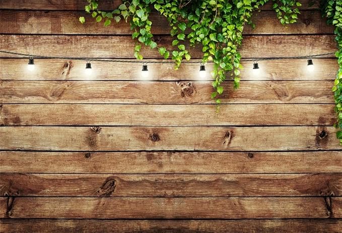 10x6.5ft Rustic Background for Photography Green Leaves Woodlands Photos Backdrops Wood Plank Backdrops for Weddings Birthday Baby Shower Party Barn Farmhouse Decorative Banner - Image 2