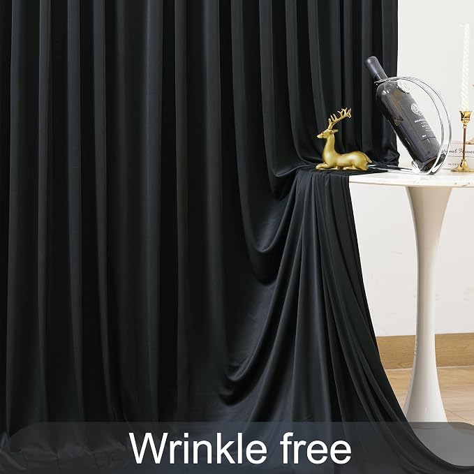 4 Panels Black Backdrop Curtain for Parties Wrinkle Free Black Photo Curtains Backdrop Drapes Fabric Decoration for Birthday Party Wedding 20ft(W) x 10ft(H) - Image 6
