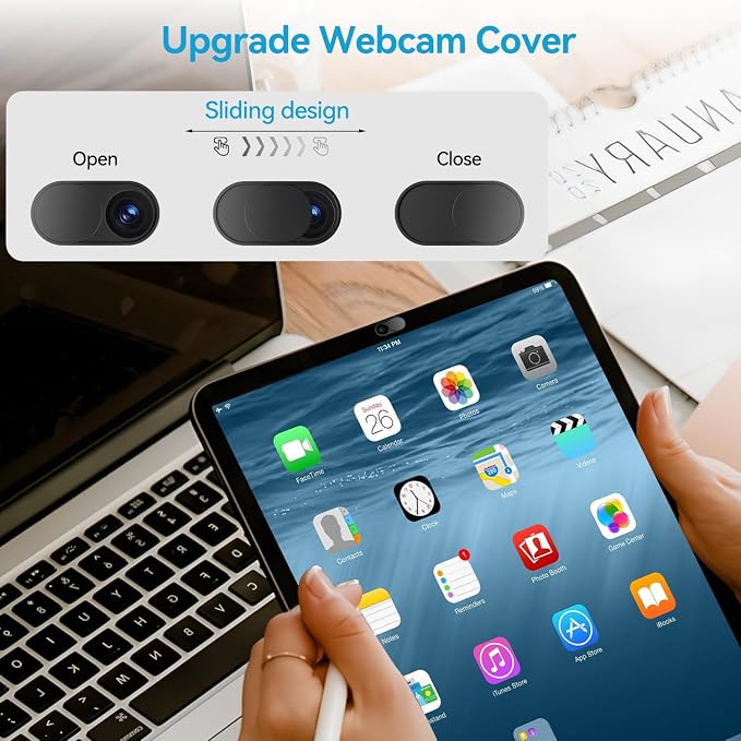 CloudValley Upgrade Webcam Camera Cover, [3-Pack] 0.023 inch Metal Camera Cover Slide | for Mac, iPad, MacBook Pro, MacBook Air, Laptops, PC/Computer, Tablets, Web Blocker Protect Your Privacy - Image 4