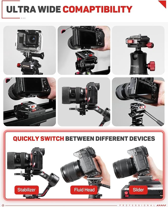 IFootage Q38-RS Quick Release Plate Camera Quick Release System | Compatible with DJI RS4 Pro RS4 RS3 Pro RS3 RS2 RSC2 Stabilizers, Tripods Monopods Sliders, Fast Installation and Swap - Image 3