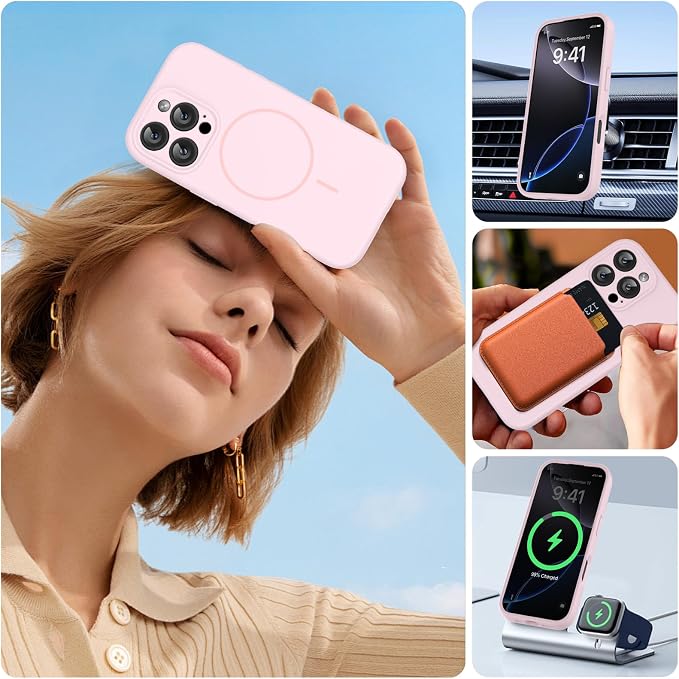 miracase Magnetic for iPhone 16 Pro Max Case, [Soft Anti-Scratch Microfiber Lining], Compatible with MagSafe, Liquid Silicone Case Shockproof Drop Protection Phone Case for 16 ProMax,Sand Pink | Compatible with MagSafe, Soft Microfiber Lining, Premium ... - Image 5