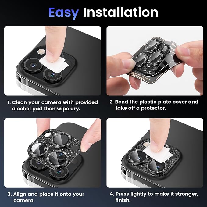 Tensea for iPhone 15 Pro Max/iPhone 15 Pro Camera Lens Protector Bling | Metal Aluminum Alloy Tempered Glass Cover Camera Screen Protector Accessories, Case Friendly - Image 7