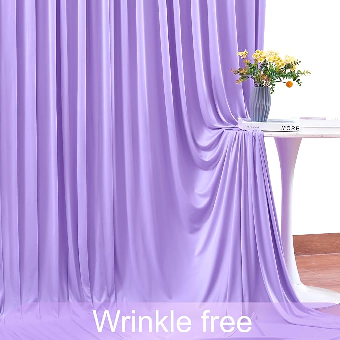 Lavender Backdrop Curtain for Parties Wedding Wrinkle Free Light Purple Photo Curtains Backdrop Drapes Fabric Decoration for Baby Shower Photoshoot 5ft x 8ft,2 Panels - Image 6