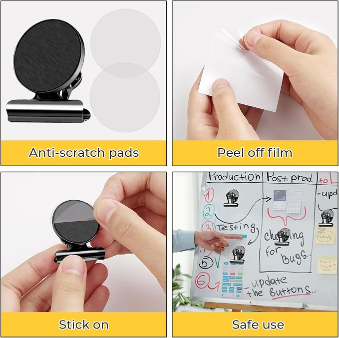 20 Pack Magnetic Clips, Fridge Magnets Refrigerator Magnets, Black Magnet Clips for Whiteboard, Clip Magnets for Photo Displays, Home, Office, Classroom - Image 4