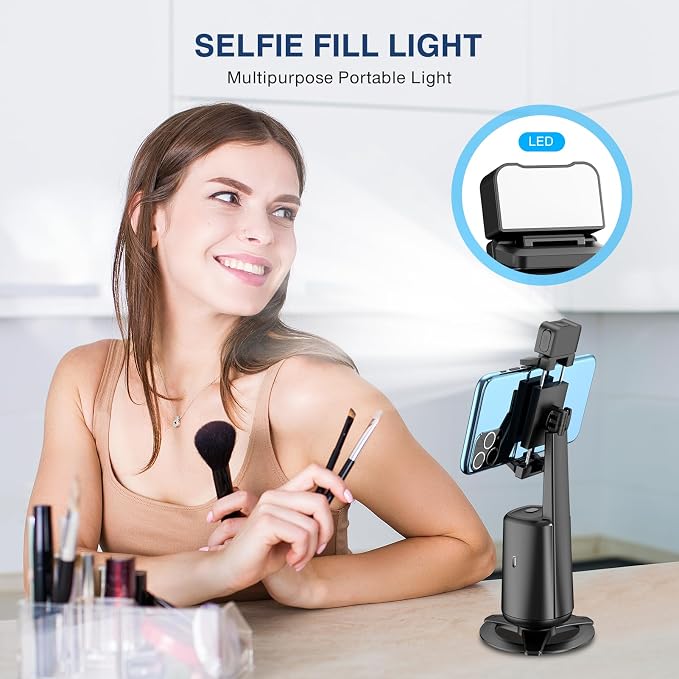 Auto Face Tracking Tripod 360° Rotating Cell Phone Photo and Video Kits Stand, No App, Camera Stand with Remote and Gesture Control, Rechargeable Smart Shooting Stand for Live Recording Tiktok（Black） - Image 7