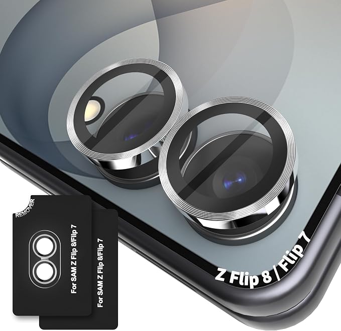Orzero (2 Sets) Camera Lens Protector for Samsung Galaxy Z Flip 8/Flip 7, [EZ Install] [Case-Friendly] 9H Tempered Glass CD Pattern Lens Cover, Military-Grade Shockproof, HD Clarity Anti-Glare - Sliver by JumpIntoOrzeroLet%E2%80%99sExploreLikeNeverBefore