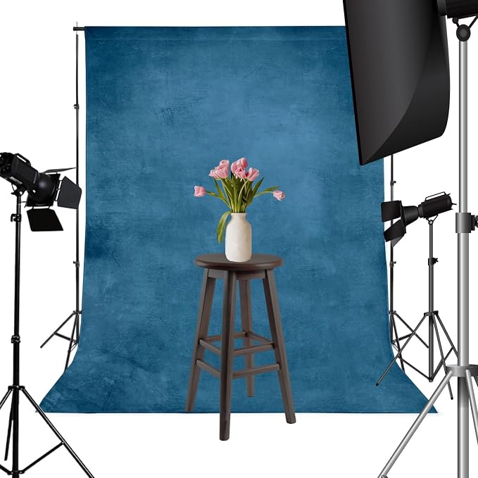 8x10ft Blue Backdrop Vintage Photography Backdrop for Professional Studio Backgrounds Blue Retro Photo Backdrop Prop Portrait Photo Backdrops for Photoshoot Backdrop Curtains Rod Pocket on Top - Image 2