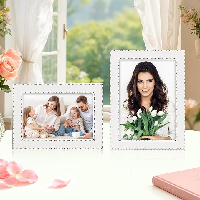 Premium Metal Picture Frame 4x6 Inches with Velvet Back Cover - Elegant and Durable Photo Frame for Displaying Cherished Memories, Perfect as Desk Decor, Home Office Accessory,White picture frame - Image 2