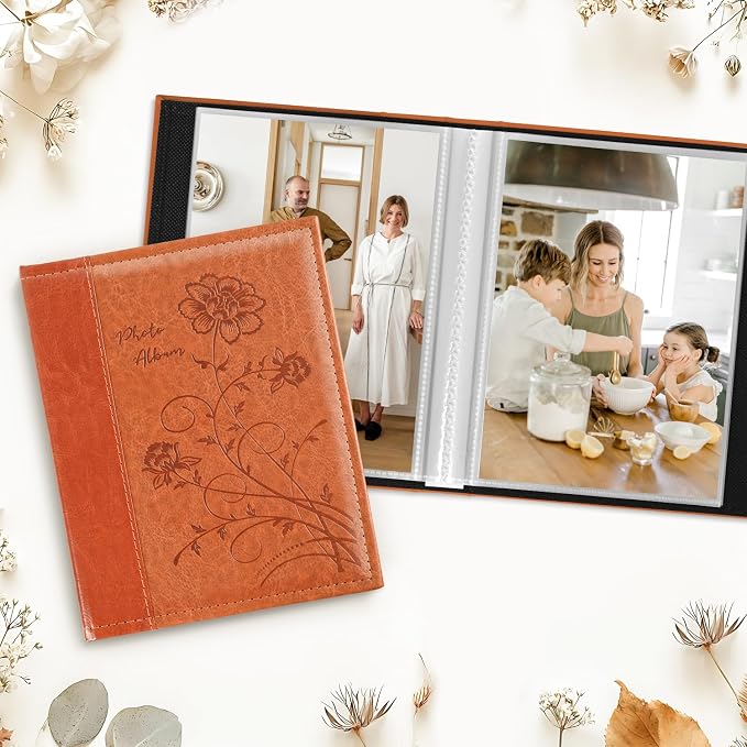 Artmag Photo Album 5x7 2 Packs Clear Pages Pockets Leather Cover Slip Slide in Photo Album Book Each Holds 50 Vertical 5x7 Photos Picture Book for Wedding Family (Brown) - Image 3
