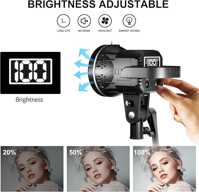 GVM 80W Video Light, Studio Lights for Photography, Softbox Lighting Kit with Bowens Mount, CRI97+ 5600K Colour Temperature , 22in Softbox, Tripod Stand, YouTube, Video, Wedding - Image 3