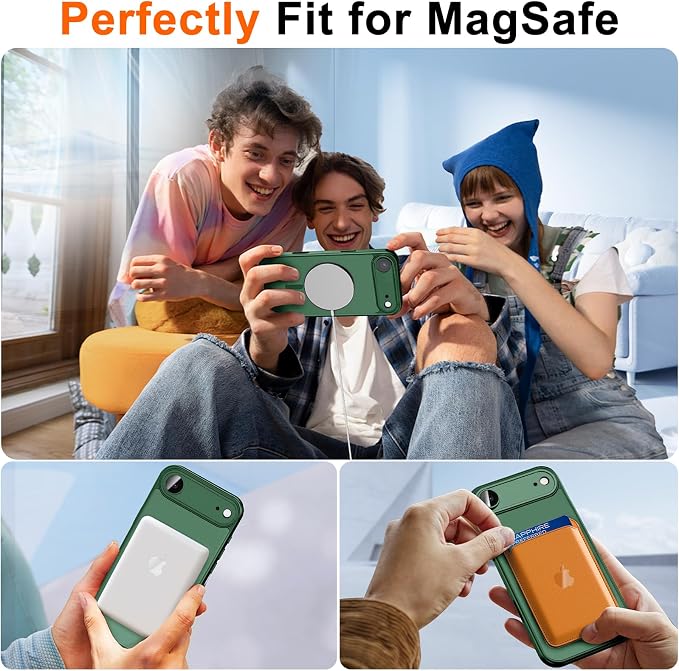 for iPhone Air Case with Privacy Screen Protector, Green | Full Camera Protection, Magnetic, Compatible with MagSafe, Translucent Matte Shockproof Phone Cover for iPhone 17 Air - Image 5