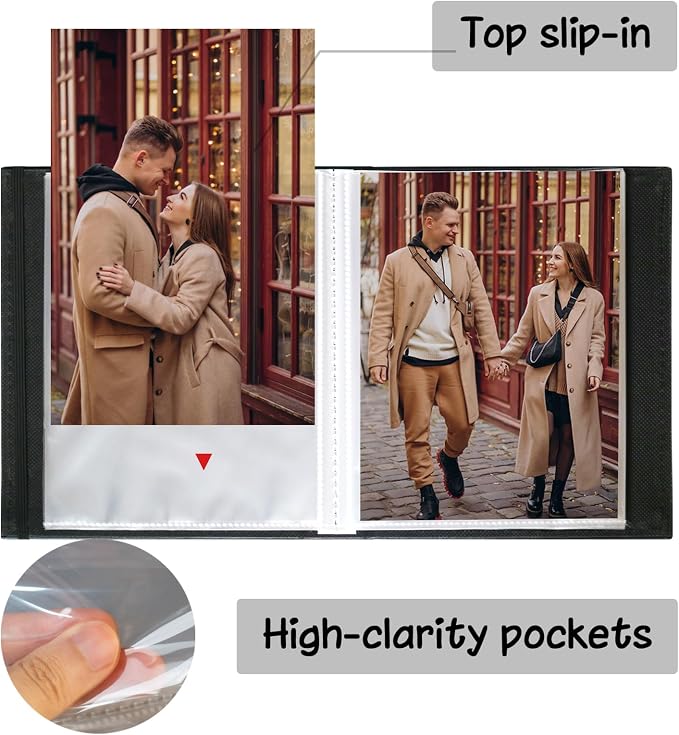 Photo Album 5x7 52 Pockets Pack of 2 Leather Cover Picture Book Holds 5x7 Photos for Wedding, Baby, Family, Graduation - Image 5