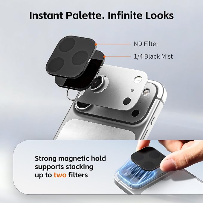 SmallRig ND/Black Mist Filter Kit for iPhone 17 Pro Max, 6 Pack, Silver | Includes 1/4 Black Mist, ND2, ND4, ND8, ND16, ND32 filters, magnetic base mount, 6-pack, silver - Image 7