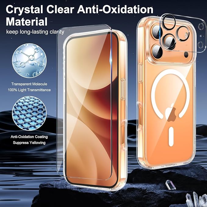 for iPhone 17 Pro Case Clear,Magnetic iPhone 17Pro Case with Screen Protector & Camera Protector [Compatible with MagSafe], Shockproof TPU Cover for iPhone Pro 17 Phone Cases-Transparent - Image 4