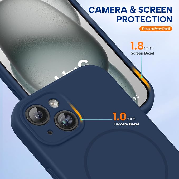 Miracase Silicone & Magnetic for iPhone 15 Plus Case, Dark Blue | Compatible with MagSafe, Soft Microfiber Lining, Liquid Silicone Case Shockproof Drop Protection Phone Case for 15 Plus - Image 5