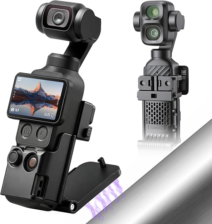 AMAZEAR Magnetic Mount Stand Compatible with DJI Osmo Pocket 4P/4/3/Xtra Muse, Pocket4 Accessories Adapter Clamp Magnet Suction Case Holder on Desktop/Vertical Surface, 180° Adjustable Handle, Black by YourProPhotoGear