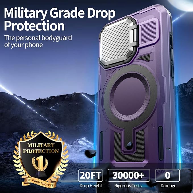 Camera Stand Case for iPhone 12 Pro Max, [Compatible with Mag Safe] [Lens Cover] 2024 Version Military Grade Protective Soft Case for iPhone 12 Pro Max 6.7 inch Men Women, Grey - Image 4