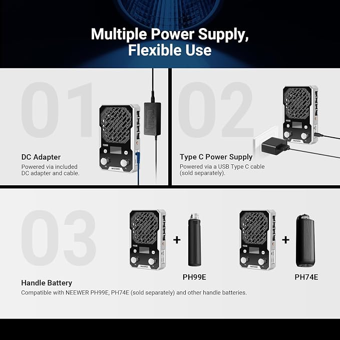 NEEWER 100W Ultra Compact LED Video Light APP/Panel Control, Pocket Size Bi Color COB Continuous Output Lighting with 4 Dimming Curves/2700K-6500K/CRI96+ for Studio Photography Recording, FS100B - Image 6