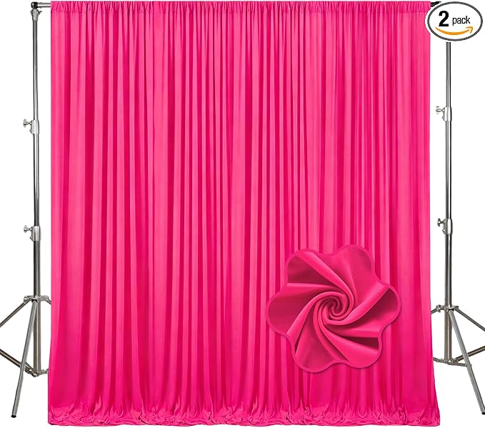 10ft x 10ft Fuchsia Backdrop Curtains for Parties, Polyester Fabric Backdrop Drapes with Rod Pockets for Weddings, Birthday, Halloween, Photography, Christmas Party Background Curtain, 2 Panels by Tisspoms