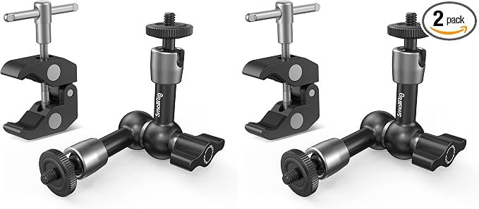 SMALLRIG Super Clamp w/ 1/4" and 3/8" Thread and 5.8 Inches Adjustable Friction Power Articulating Magic Arm with 1/4" Thread Screw for LCD Monitor/LED Lights - KBUM2730 (Pack of 2) by SmallRig