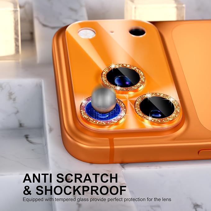 Choiche for iPhone 17 Pro Camera Lens Protector, Light-Orange | Bling Metal Camera Cover with 9H Tempered Glass Lens Screen Protector Accessories, Strong Adsorption, Case-Friendly, 6.3-inch - Image 3