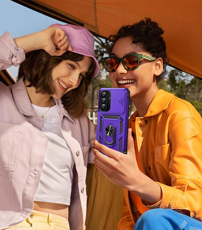 Taisairu for Samsung Galaxy A37 Case/A36 Case with Screen Protector & Slide Camera Lens Cover, Built-in Ring Stand Shockproof Protective Case for Samsung A37 5G Case/Samsung A36 5G Case (Purple) - Image 8