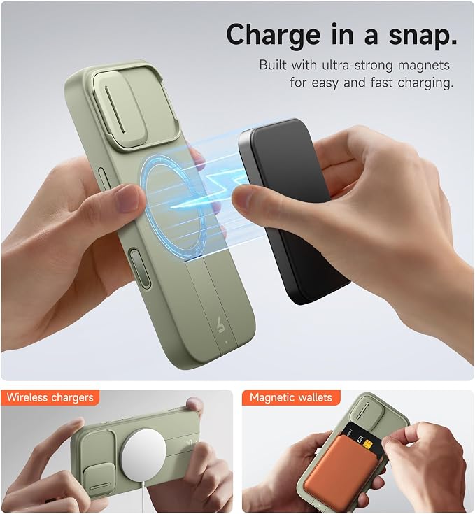 SURITCH for iPhone 17 Case with Camera Control Cover, Camera Slide Cover and Adjustable Kickstand, Compatible with MagSafe, Shockproof Bumper Protective Cases 6.3 Inch, Green - Image 3