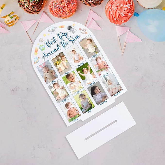 My First Year Photo Board Baby Milestone Signs One Year of Baby Photo Board, Best Babies Keepsake 10x14 Inches Acrylic Sign Decor Fits 2" x 3" Photo A16 - Image 6