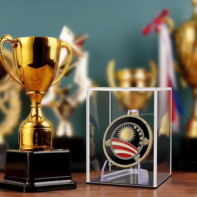 Clear Acrylic Championship Ring Display Case with Black Base, Memorabilia Stand Cube Holder, Dust Protective Transparent Storage Box for Single Rings Souvenir Ring Collections - Image 6
