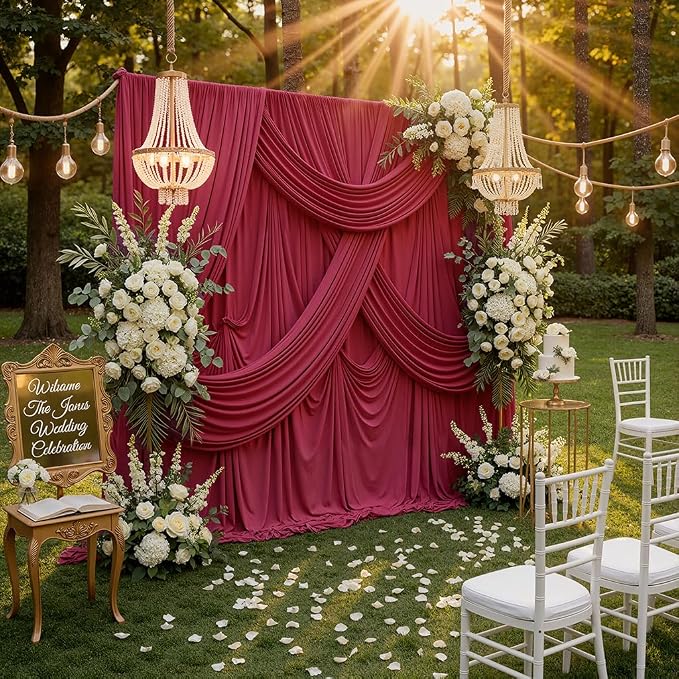 40ftx10ft Wrinkle Free Maroon Backdrop Curtains for Parties, Thick Fabric Burgundy Photo Backdrop Drapes 8 Panels 5x10ft for Weddings Birthday Photography Background Curtains - Image 7