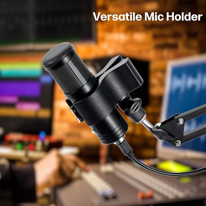 Large Microphone Clip for Mics with Outer Diameter 1.26" to 2.3" | Adjustable Mic Holder, Premium ABS, Inside sponge to protect microphones, With 5/8" Male to 3/8" Female Screw Adapter - Image 7