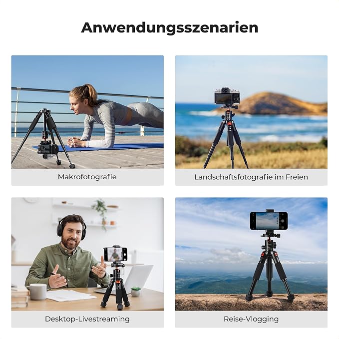 K&F CONCEPT 21.6'' Mini Desk Tripod. | Ball Head, Load up to 13.22 lbs/6 KG, 1/4 inch Quick Shoe Plate, Phone Holder, For DSLR Camera Phone. S225A0+BH-25L - Image 8