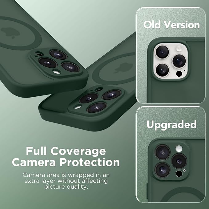 CAPRARO for iPhone 13 Pro Case, Compatible with MagSafe | Upgraded [Full Camera Protection] Shockproof Protective Slim Translucent Matte Magnetic Phone Case 6.1'', Deep Green - Image 6