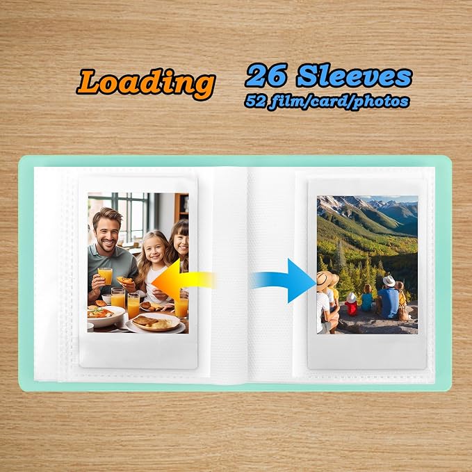 Ruibytree 52 Pockets Small Photo Album 2x3 for Instax Mini, Green, 1 Pack | Pocket-Size, PU Leather Cover, Snap Closure, Acid-Free Pages, Fits Polaroid 2x3 Photos, Kodak Mini Prints & ZINK Photos - Image 5