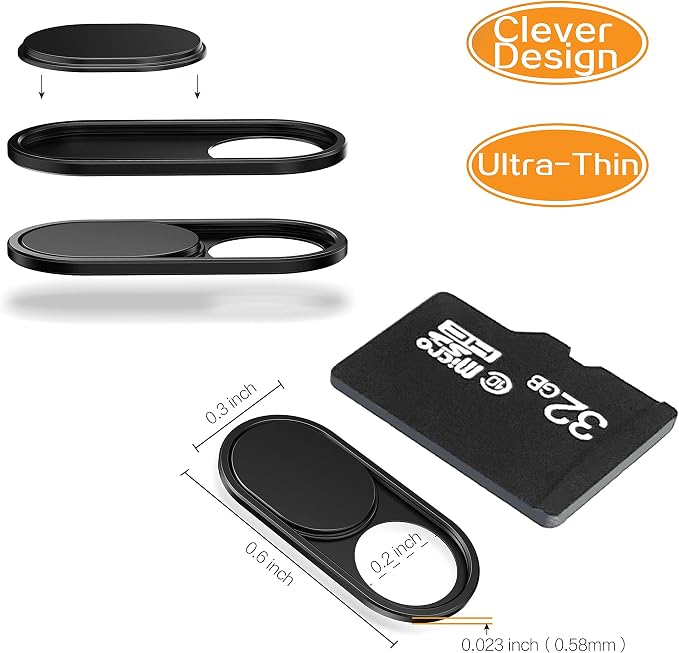 imluckies 3 Pack Webcam Cover Slide, 0.023 inch Ultra-Thin Metal Camera Cover for Laptop Computer, MacBook Pro/Air iMac iPad Tablet iPhone 8/7/6 Plus, Echo Show/Spot Web Camera Privacy Covers - Image 3