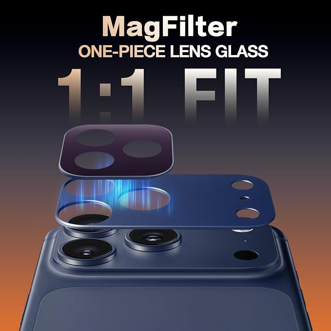 MagFilter Phone Camera Lens Filter Kit for iPhone 17 Pro Max, 2-in-1 Black Mist, Soften Highlights, Minimize Digital Texture, Reduce Reflections, Optimal Glass (17Pro Max, BM Blue) - Image 3