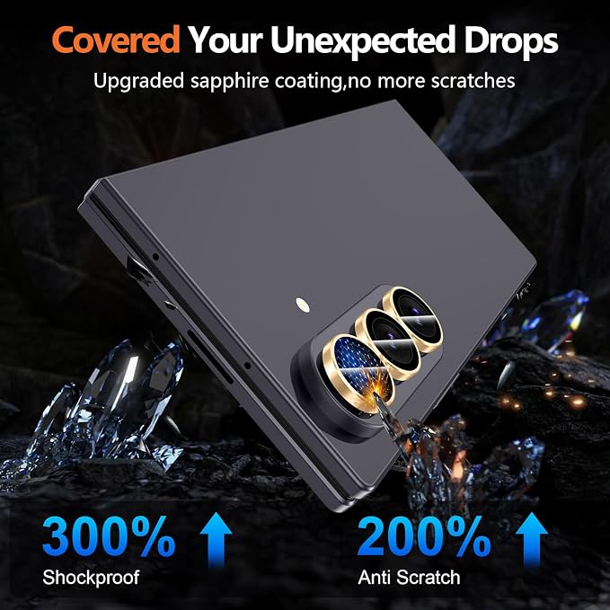 for Samsung Galaxy Z Fold 8 Ultra Camera Lens Protector, Individual Metal Ring Tempered Glass Lens Cover, [Strong Adsorption] Scratch Resistant Ultra-Thin HD Clear Lens Cover, 1 Set-Gold Ring - Image 5