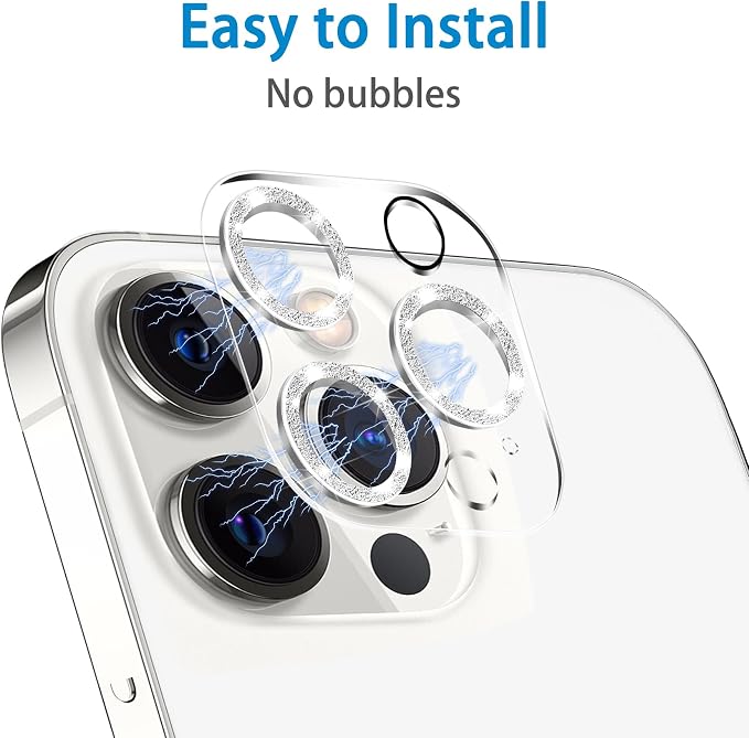 Dengduoduo 3 Pack Tempered Glass Camera Lens Protector for iPhone 12 Pro 6.1", Bling Glitter Sparkle, Ultra HD, 9H Hardness, Anti-Scratch, Case Friendly, Easy to Install [No Affect on Night Shots] - Image 6