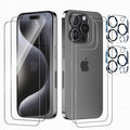 Front and Back Protector for iPhone 15 Pro Max + Camera Lens Protector | (2+2+2) 9H Hardness, Easy to Install with Alignment Tool,Case Friendly by BIGFLYANTS