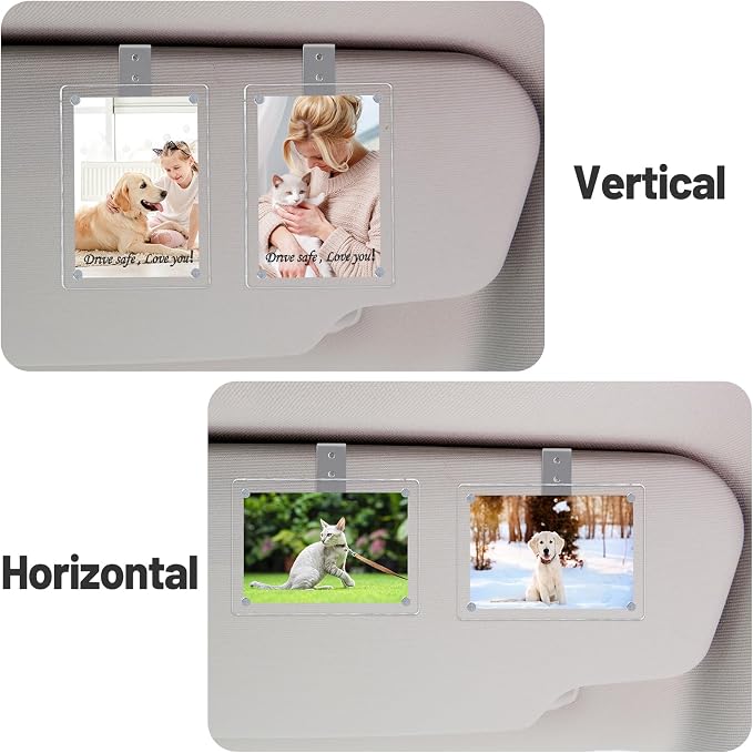 Car Picture Holder 2Pcs Car Picture Frame 3.5"x2.5" Acrylic Sun Visor Photo Clip Visor Accessories Photo Display - Image 3